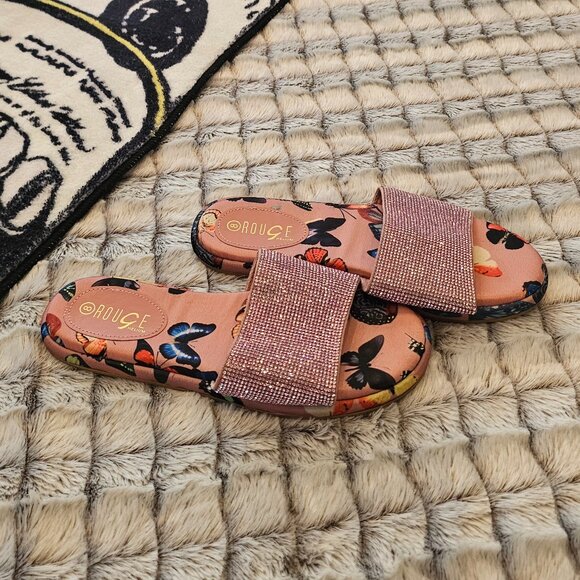Rouge Helium Butterly Slides sandals flats pink women’s size 8 - Picture 4 of 4